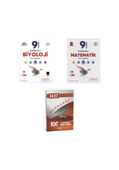2027 Limit 9. Sınıf Biyoloji Etkinlikli Maarif + Matematik Soru + Anla Kazan Paragraf Deneme 3'lü Set