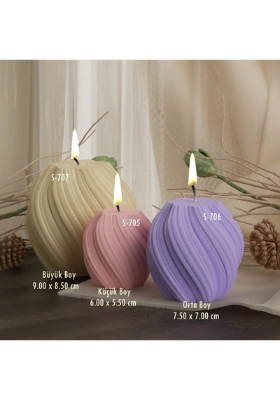 Örgü Mum Silikon Kalıp 3'lü Set S-708