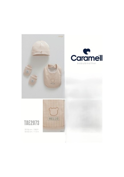 Caramell My Baby Kumsal 4lü Takım Aksesuar Eldiven Önlük Bere Hello Forest 2073 Bej Bej