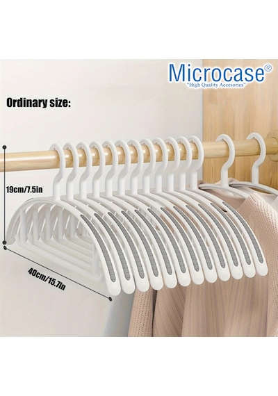 Microcase Plastik Kaliteli Kaydırmaz Pad'li Elbise Askılığı 5 Adet Al5710 Beyaz