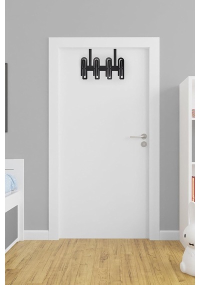 Metal Modern Desenli Çok Amaçlı Metal Kapı Arkası Askılığı Siyah Çok Renkli