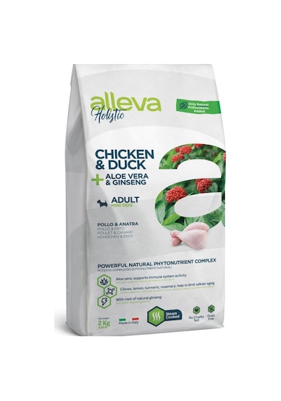 Alleva Holistik Tahılsız Tavuklu Ördekli Medium Maxi Irk Yetişkin Köpek Maması 2 KG