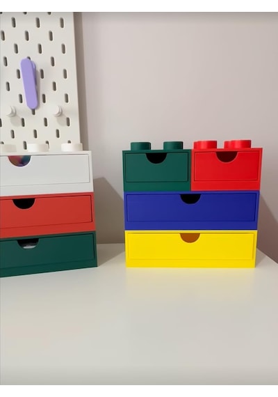 Yapı Oyuncak Tasarımlı Mini Çekmece 2x2 Masaüstü Düzenleyici Çok Renkli