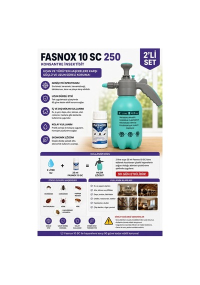 Fasnox 10 Sc 250ml +2litre Basınçlı El Pompası 2'li Set - Haşere İlacı Seti