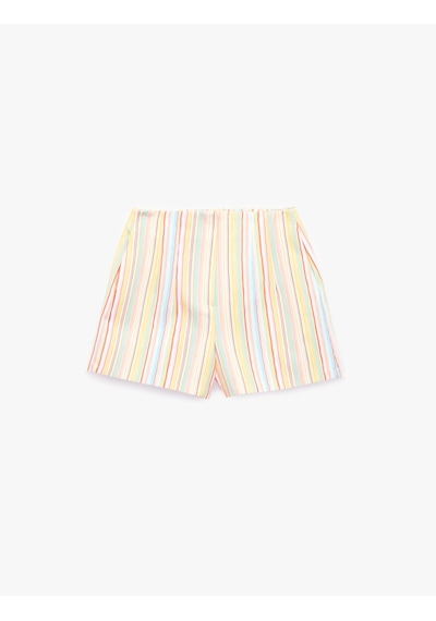 Koton Pamuklu Slim Fit Çizgili Mikro Şort Pınk Strıpe 6sak40268ew Pembe