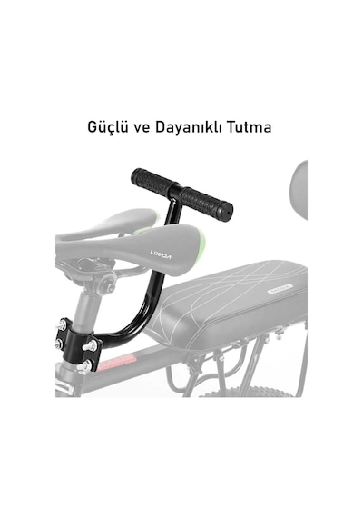 Valkyrie Bisiklet Arka Koltuk Seti Sırt Destekli Sele Minderi Tutma Barı Ayak Pedalı Arka Işıklı Siyah