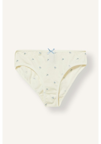 Defacto Fiyonk Detaylı Desenli Penye 3lü Slip Külot Kız Çocuk I8686a826auwt34 Beyaz-wt34