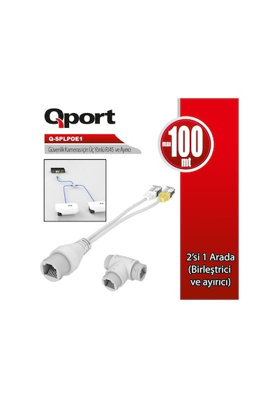 Q-splpoe1 Poe Splıtter 2-in-1 Ağ Konnektörü+ 3 Yollu Rj45 Konnektörü