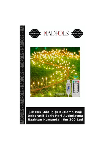 Şık Işık Oda İşığı Kutlama Işığı Dekoratif Şerit Peri Aydınlatma Uzaktan Kumandalı 6m 200 Led Gün Işığı