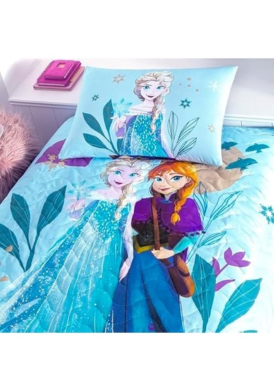 Frozen Flower Power Cpp Standart Pamuk-polyester Nevresim Takımı, Mavi, Tek Kişilik 0