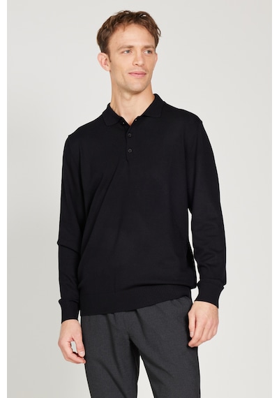 AC&Co / Altınyıldız Classics Erkek Sıyah Standart Fit Normal Kesim Polo Yaka Triko Kazak Siyah AC&Co / Altınyıldız Classics Erkek Sıyah Standart Fit Normal Kesim Polo Yaka Triko Kazak Siyah