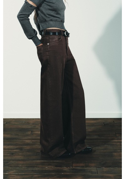 Kahverengi %100pamuklu Geniş Paça Kadın Wide Leg Jean Mg2623 Kahverengi Kahverengi %100pamuklu Geniş Paça Kadın Wide Leg Jean Mg2623 Kahverengi