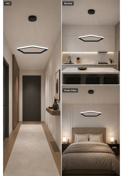 AvizeGO Titan Led Sarkıt Avize Beyaz Işık Siyah