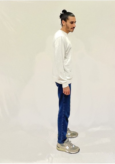 Erkek Bisiklet Yaka Rahat Kalıp 3 İplik Kalın Ar Nakışlı Sweatshirt Spr24sw33 Ecru