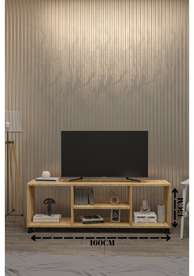 Tv Ünitesi,televizyon Sehpası Luna 160 Cm Portatif Minifix Kurulum Atlantik Çam
