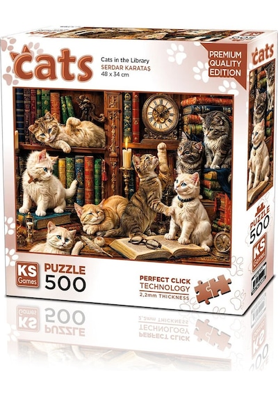 20090 Puzzle 500 Cats İn The Library