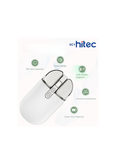 Schitec M203 Çift Modlu Taşınabilir Optik Kablosuz 2.4ghz Ve Bluetooth Bağlantılı Süper Sessiz Mouse Beyaz 5g Schitec M203 Çift Modlu Taşınabilir Optik Kablosuz 2.4ghz Ve Bluetooth Bağlantılı Süper Sessiz Mouse Beyaz 5g