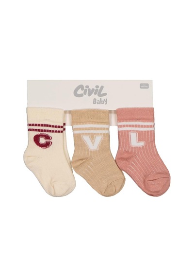 Civil Baby Cvl 3'lü 6-18 Ay Bebek Kız Çorap Set - Standart 12 Ay