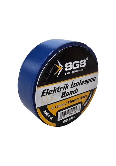 Sgs Elektrik İzolasyon Bandı - Mavi - 19 Mm X 9 Mt. - 3 Adet