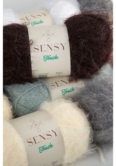 Sensy Touch El Örgü Ipi Bluz Hırka Kazak Ip Kürk Görünümlü İp Atkı Bere Peluş Oyuncak İp Bej