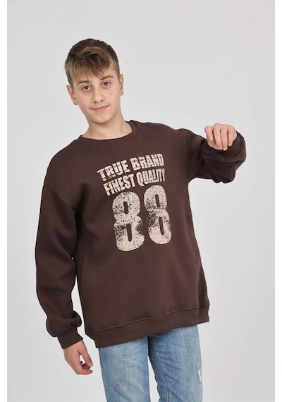 Toontoy Kids Toontoy Erkek Çocuk 88 Baskılı Sweatshirt Kahverengi