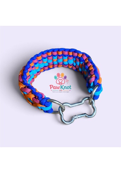 Knottybone Paracord Köpek Tasması Hand Made El Yapımı Lacivert - Mavi - Turuncu - Koyu Pembe