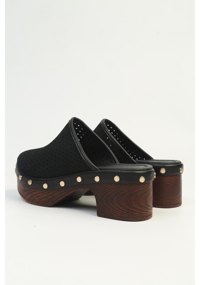 Pierre Cardin Kadın Siyah Platform Taban Sabo Terlik