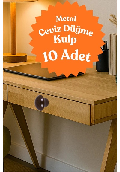 10 Adet Metal Yuvarlak Ahşap Desen Düğme Kulp - Çocuk Odası, Mutfak Dolap İçin Modern Çekmece Kulbu Ceviz Ceviz