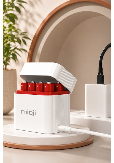 Mioji BT12 AA ve AAA 1.5V Pil Şarj Cihazı Beyaz