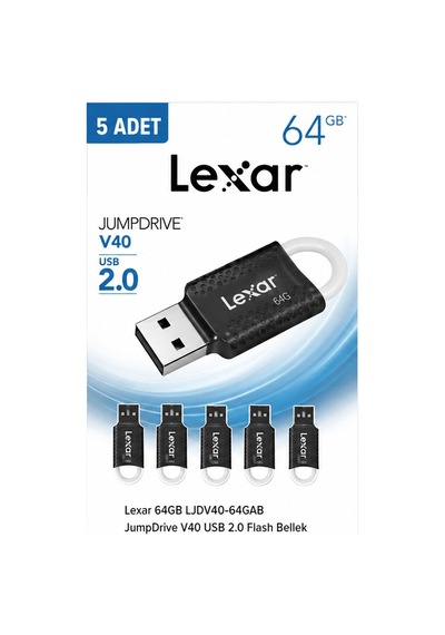 Lexar 64gb Ljdv40-64gab Jumpdrive V40 Usb 2.0 Flash Bellek 5'li Paket