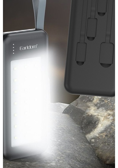 Earldom PB48 10.000 Mah 10W Led Işıklı 3 in1 Dahili Kablolu Powerbank M414