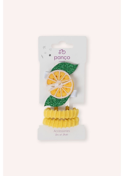 Panço Kız Çocuk Limon Fügürlü Sarı Toka Seti 2512GK09027