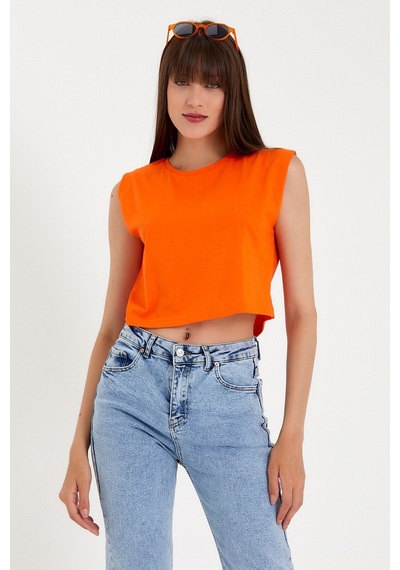 Kadın Regular Fit Crop Tişort Spr22tsk128 001