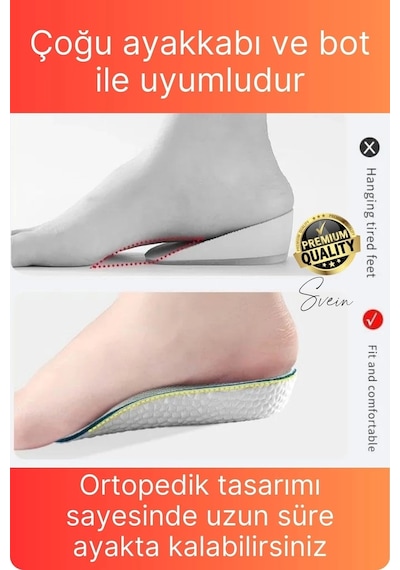 2,5 Cm Boy Uzatıcı Tabanlık Gizli Topuk Yükseltici Ortopedik Rahat Konforlu Uzatan Unisex Eva Köpük Çok Renk