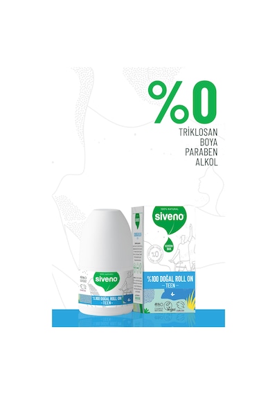 Siveno %100 Doğal Roll-On Teen Blue Genç Erkek Deodorant Ter Kokusu Önleyici Bitkisel Lekesiz Vegan 50 ML
