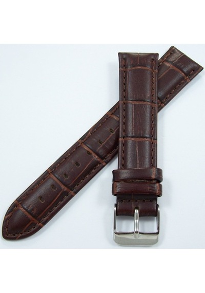 Bizon Deri Saat Kayışı 18Mm Kahverengi Saat Kordonu Kroko Baskı K