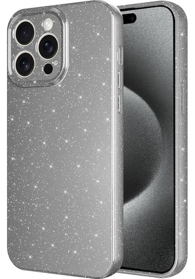 Apple Uyumlu iPhone 15 Pro Max Kılıf Kamera Korumalı Simli Lüks Koton Kapak