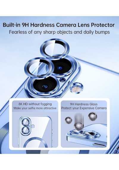 Teknomoda Apple iPhone 16 Kılıf Kamera Lens Korumalı Renkli Magsafe Şarj Uyumlu Şeffaf Silikon Siyah