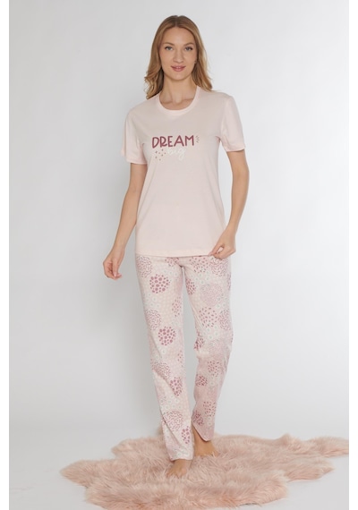 Kısa Kol Yazlık Pijama Takımı Dowry 08-132 Pembe