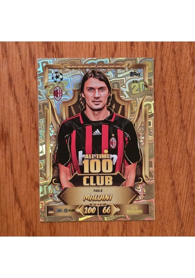 Topps Match Attax 2027 Paolo Maldini 100 Club Oyun Kartı
