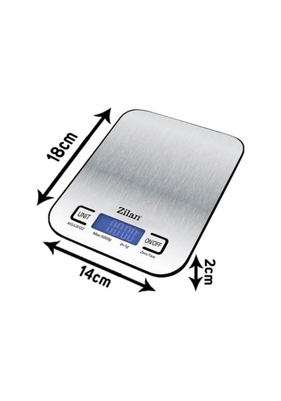 Tr Zln2984 Dijital Mutfak Tartısı, 5 Kg Kapasite, Lcd Ekran, Paslanmaz Çelik Platform, Gri Genel