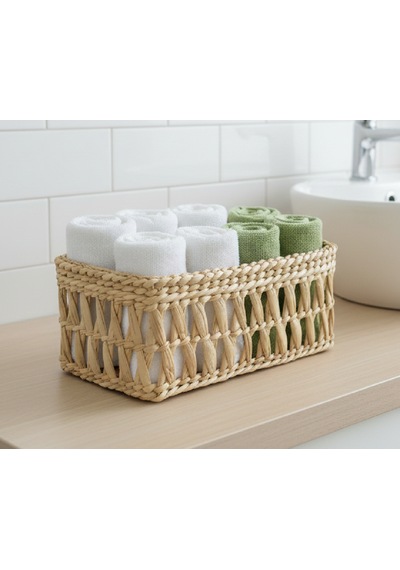 Dekoratif Hasır Havlu Sepeti 26x13x12 Acı Kahve - Hasır Kahve