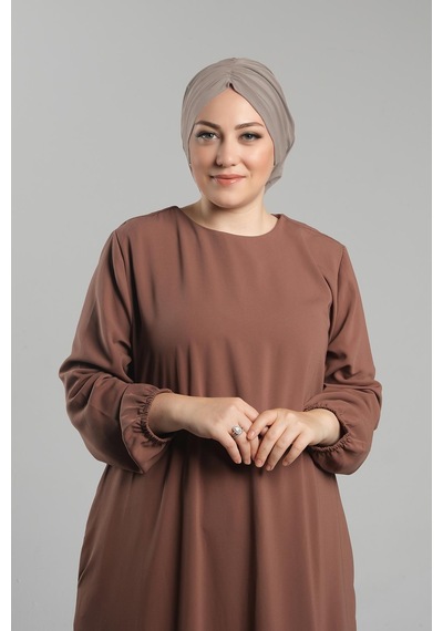 Hürrem Bone Sütlü Kahve Pratik Hazır Geçmeli Tesettür Bone Sandy Büzgülü Salaş 2119 26 Sütlü Kahve Sütlü Kahverengi