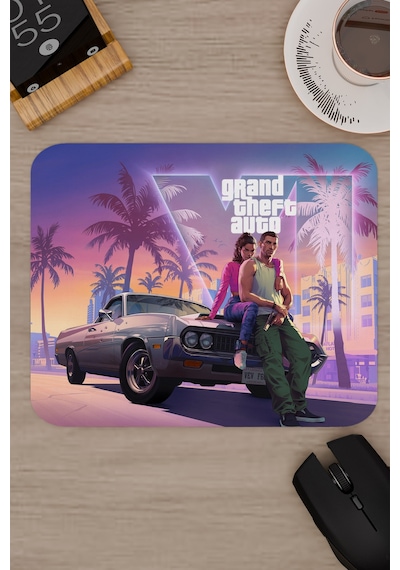 Gta 6 Kaymaz Dikişli Kauçuk Oyuncu Mousepad V5 - 22x18 Gaming Mouse Pad Fare Altlığı