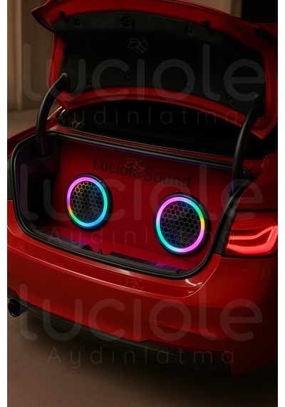2 Li 16cm Argb Neon Pixel Led Hoparlör Kapağı Sese Duyarlı Efektli Modifiye & Tuning Işık Seti