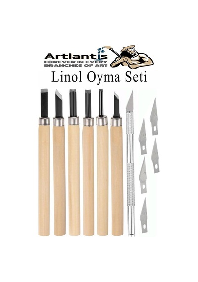 Linol Oyma Seti 6 Parça 1 Paket Kretuar Bıçağı Linol Oyma Kesme Bıçak Seti 6 Bıçaklı Linolyum Baskı Ahşap Saplı