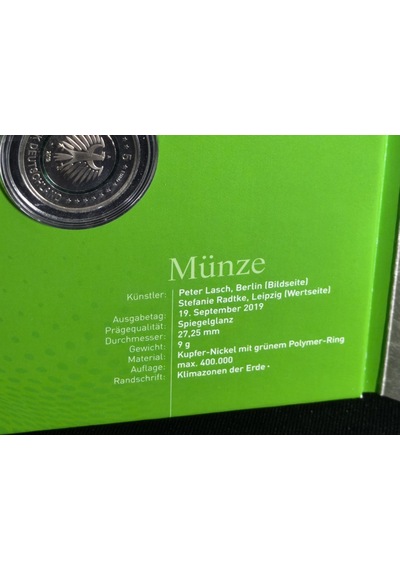 Almanya 5 Euro 2019 Gemäßigte Zone Münze & Marke Pul Ve Para Özel Numisfolder Seti Klimazonen Der Erde Serisi Ilıman Kuşak