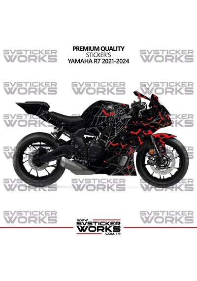 Yamaha R7 Kaplama Sticker Crimson Web Design Motor Kaplama Modeli Hazır Kit 2019-2024 Uyumlu Siyah