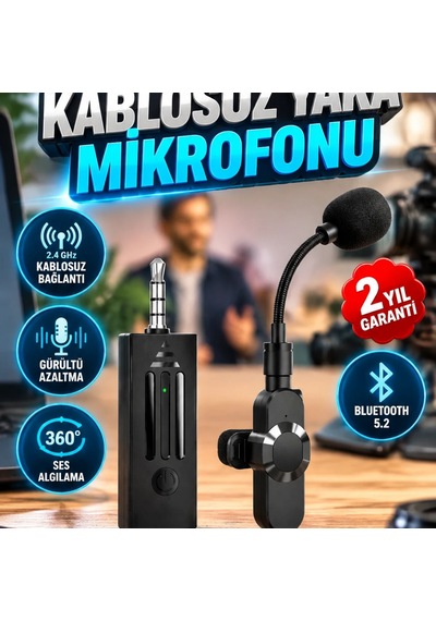2.4 Ghz Kablosuz Yaka Mikrofonu Bluetooth 5.2, Gürültü Azaltma Ve 360 Ses Algılama