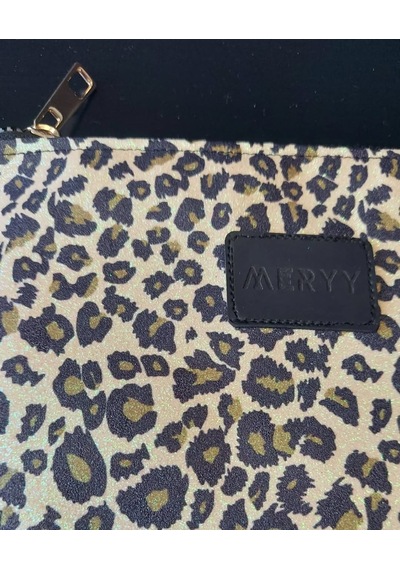Meryy Collection Clutch Simli Leopar Çanta Leopar